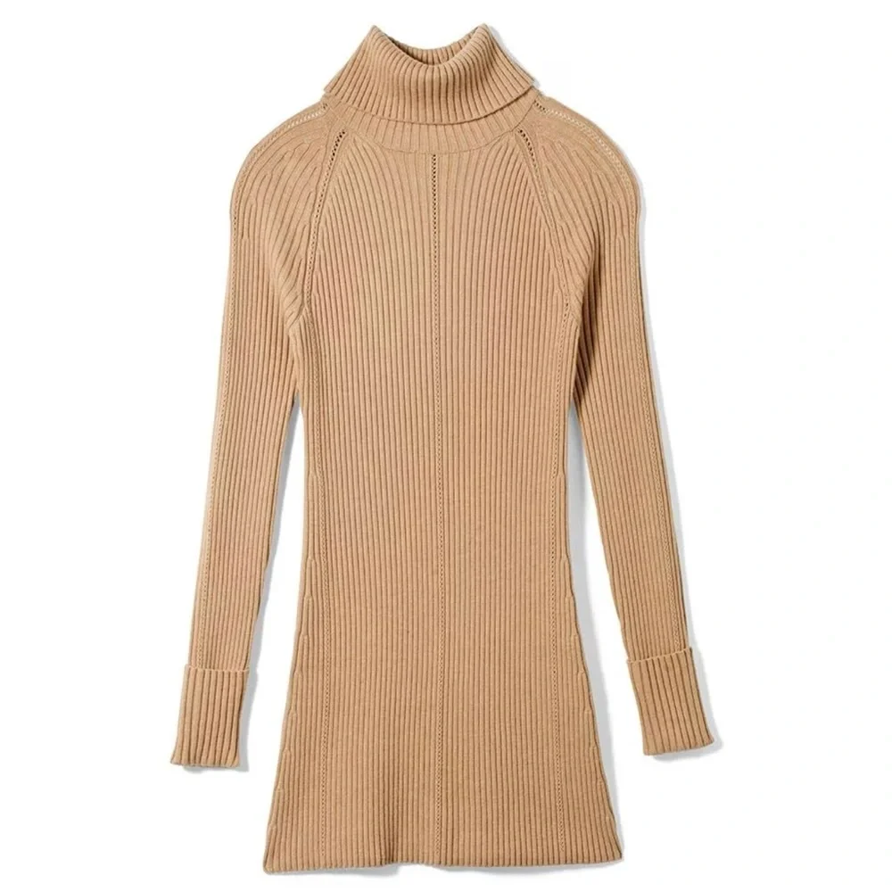 NWT White House Black Market WHBM Long Sleeve Turtleneck Pointelle Tunic XS